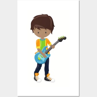 African American Boy, Rock Boy, Guitar Player Posters and Art